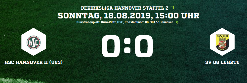 HSC Hannover II U23 SV 06 Lehrte Ergebnis Bezirksliga Herren 18 08 2019