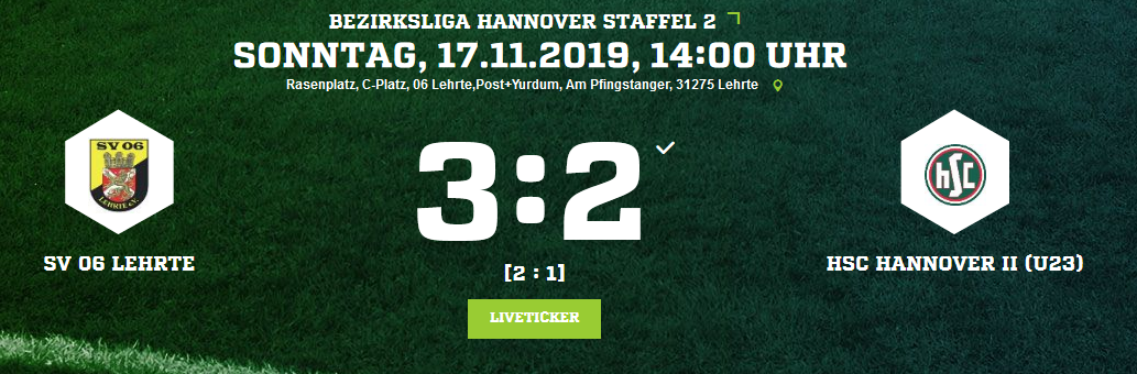 Lehrte HSC Hannover II U23 Ergebnis Bezirksliga Herren 17 11 2019