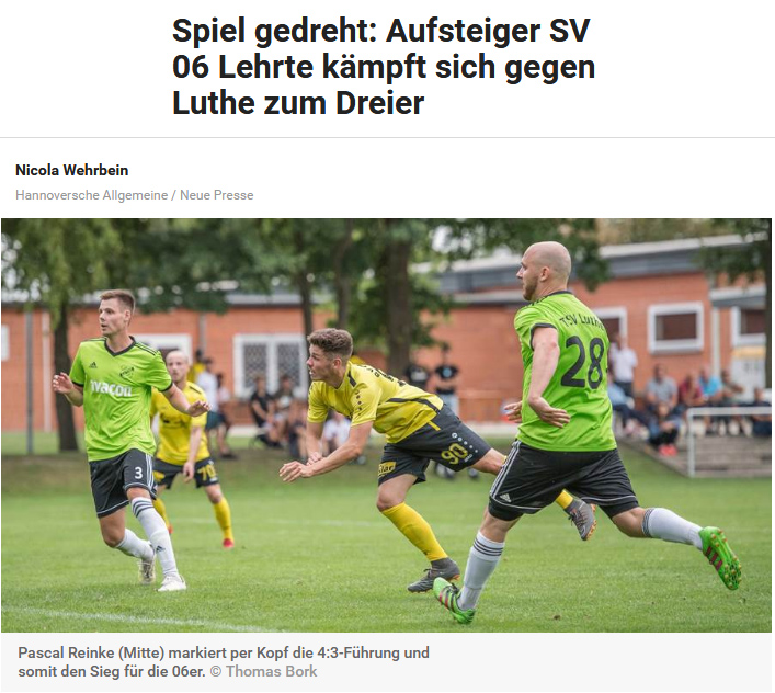 SV 06 Lehrte kämpft sich gegen Luthe zum Dreier