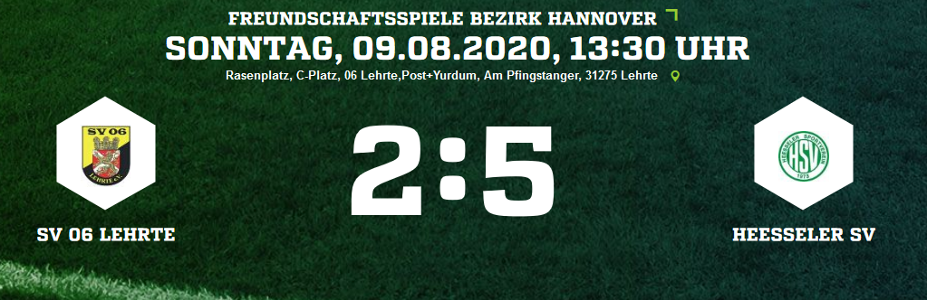 SV 06 Lehrte Heesseler SV Ergebnis Bezirks FS Herren 09 08 2020