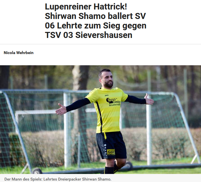 Hattrick Shirwan Shamo ballert SV 06 Lehrte zum Sieg gegen TSV 03 Sievershausen