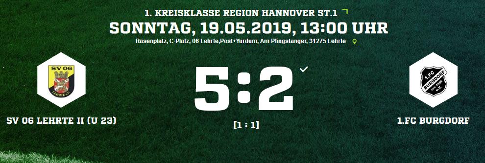 1 FC Burgdorf Ergebnis 1 Kreisklasse Herren 19 05 2019